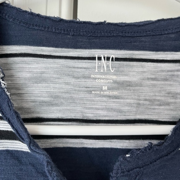 INC International Concepts Men's Shirt Medium Striped Blue - Picture 3 of 7